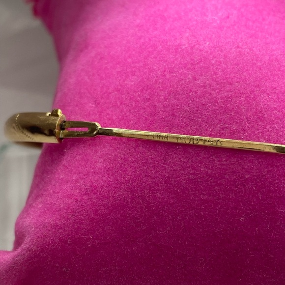 14K YELLOW GOLD vintage etched bangle bracelet REAL GOLD - Picture 15 of 17